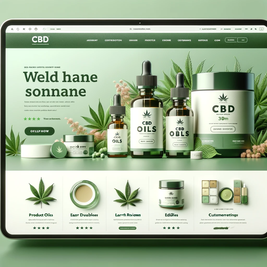 DALL·E 2024-02-20 13.58.40 - A sleek and user-friendly website interface for a leading CBD brand, showcasing high-quality product images, detailed descriptions, and customer revie